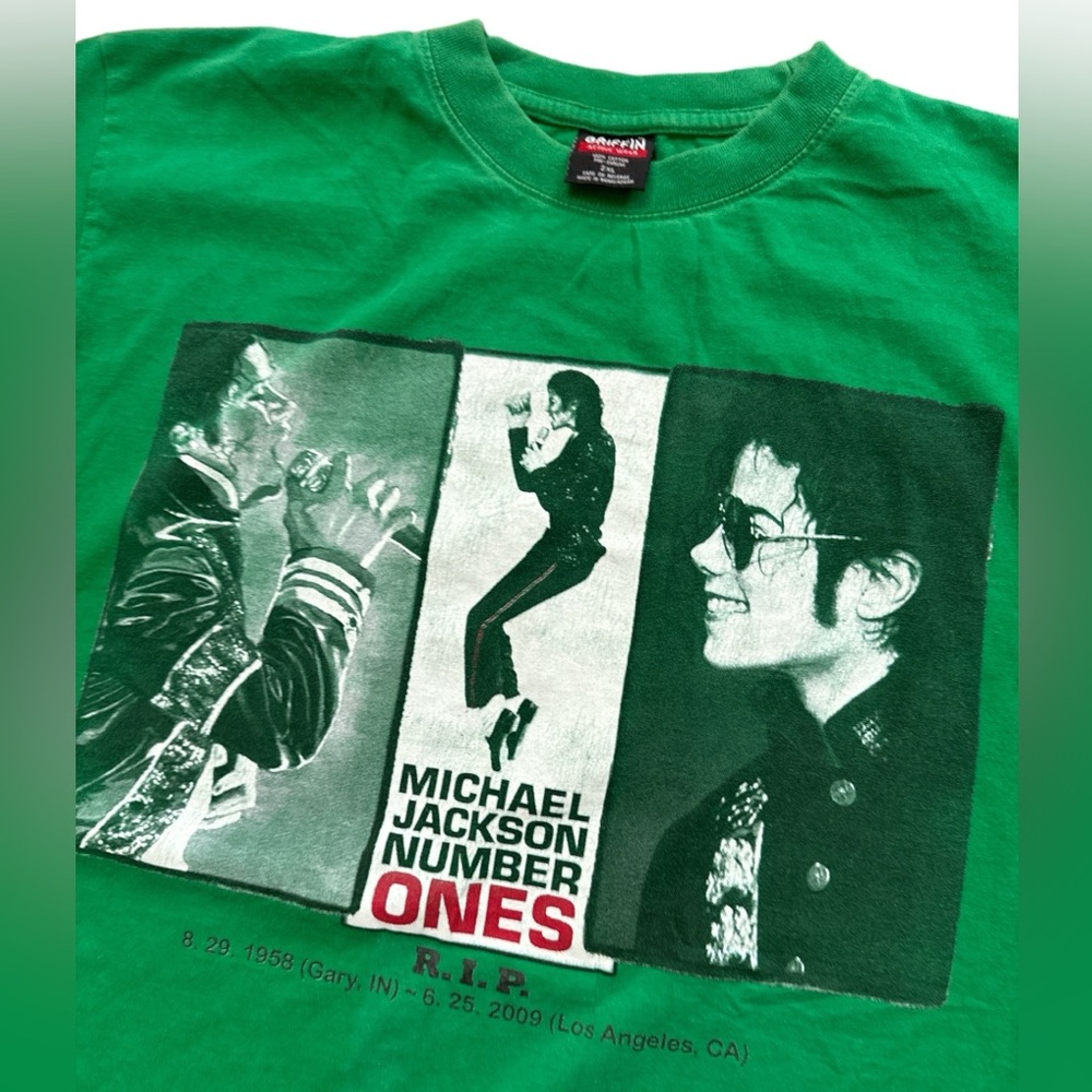 Y2K Michael Jackson King‎ Of Pop RIP Men’s Green T-Shirt Size XXL Griffin Tag